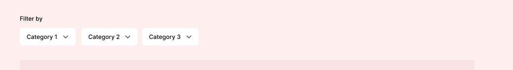 A 'Filter by' label with three category dropdown menus: Category 1, Category 2, Category 3